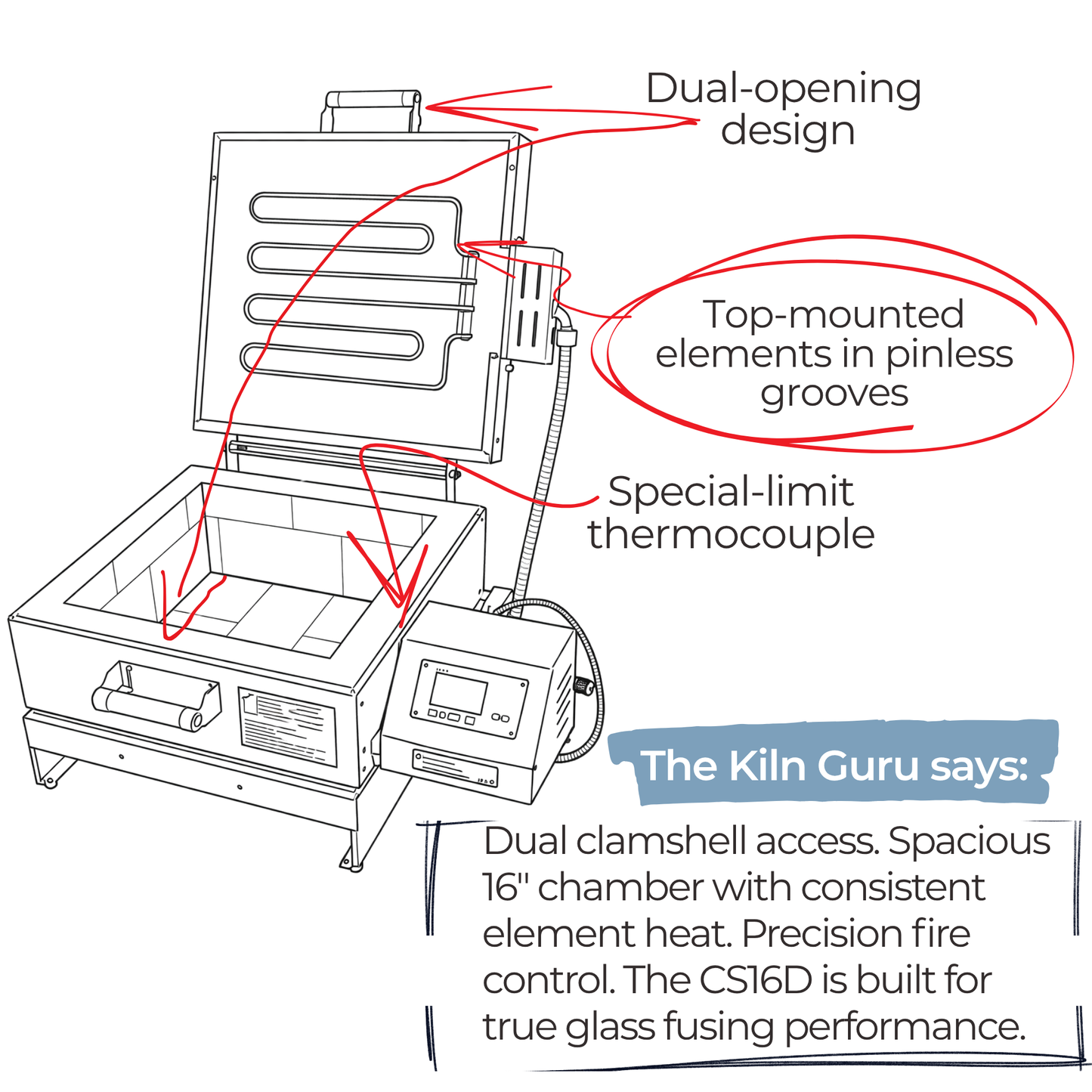 CS16D Dual Clam Shell Glass Fusing Kiln