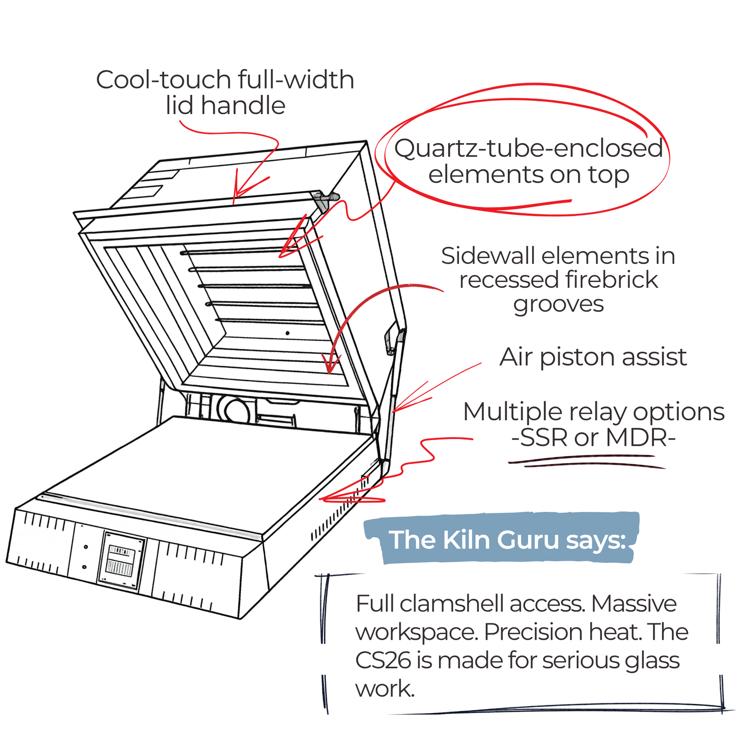 CS26 Clamshell Large Capacity Glass Kiln
