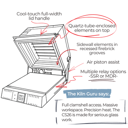 CS26 Clamshell Large Capacity Glass Kiln